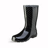 Sloggers Women's Mid-Calf 10" Boot in Black-White Polka Dot