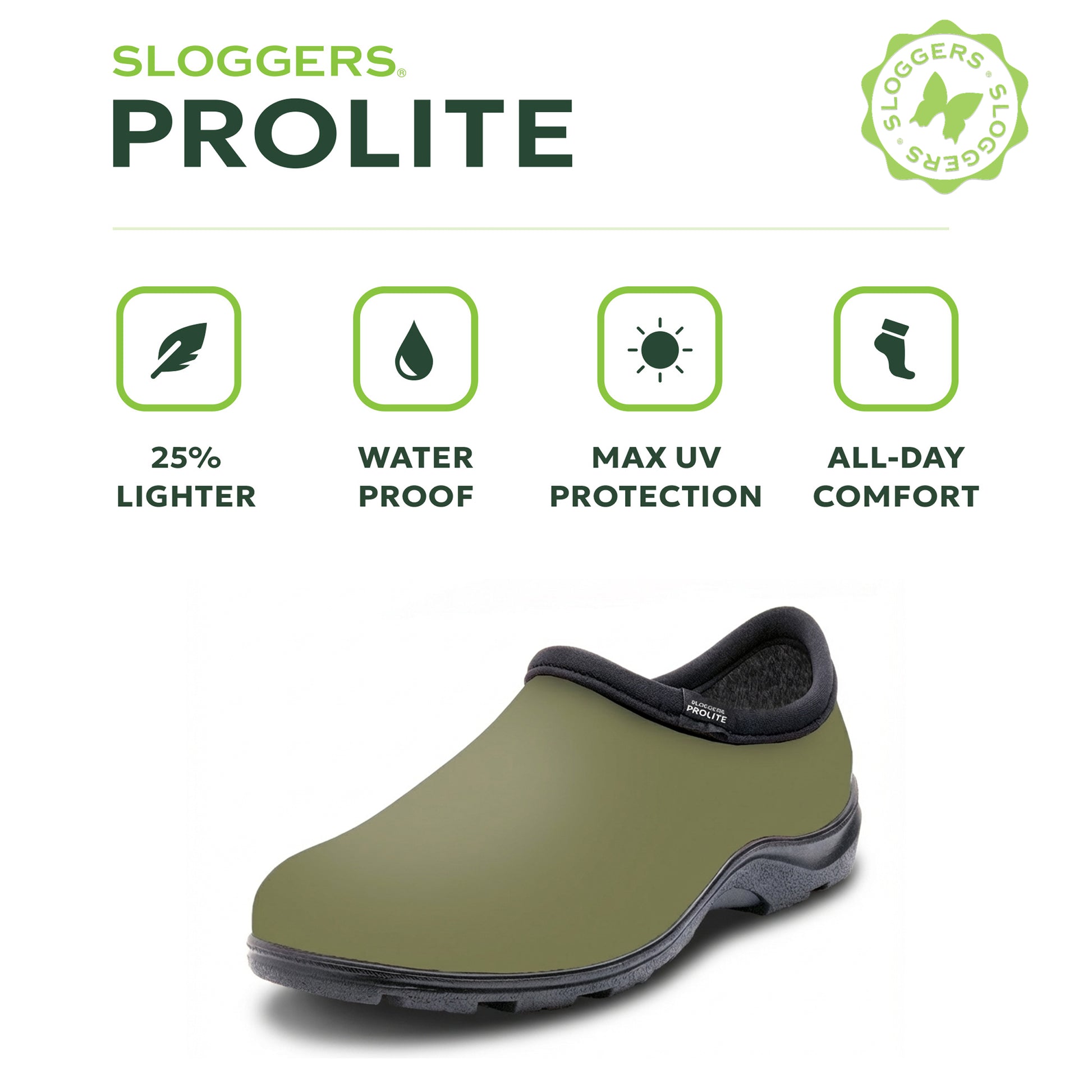 Sloggers Women's ProLite Slip-Ons in Olive Green