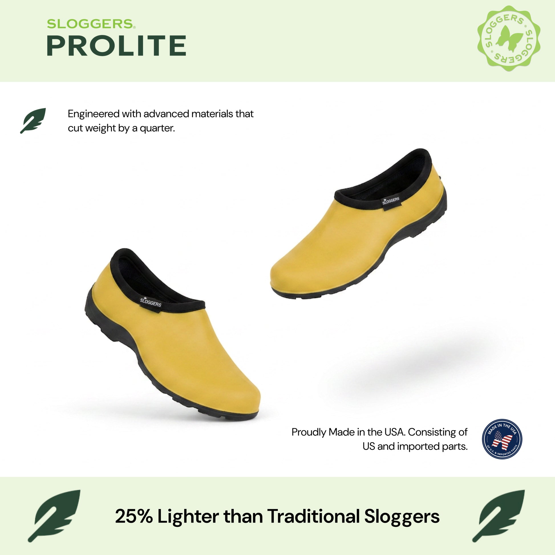 Sloggers Women's ProLite Slip-Ons in Sunshine Yellow