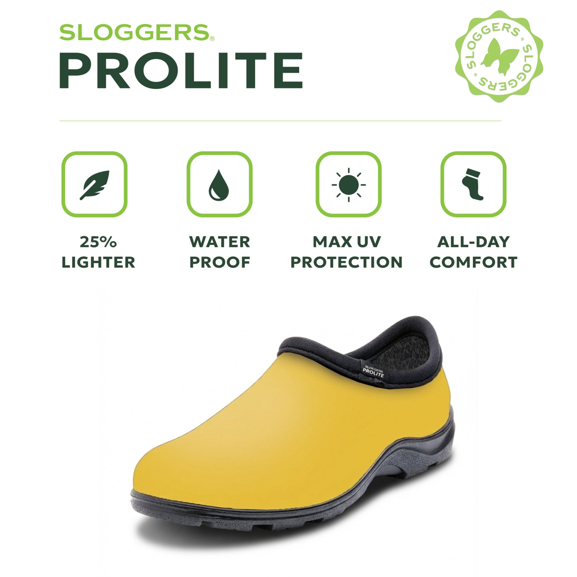 Sloggers Women's ProLite Slip-Ons in Sunshine Yellow