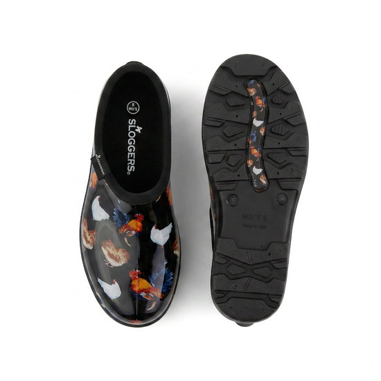 Sloggers Women's Original Garden Shoe in Classic Chicken Black