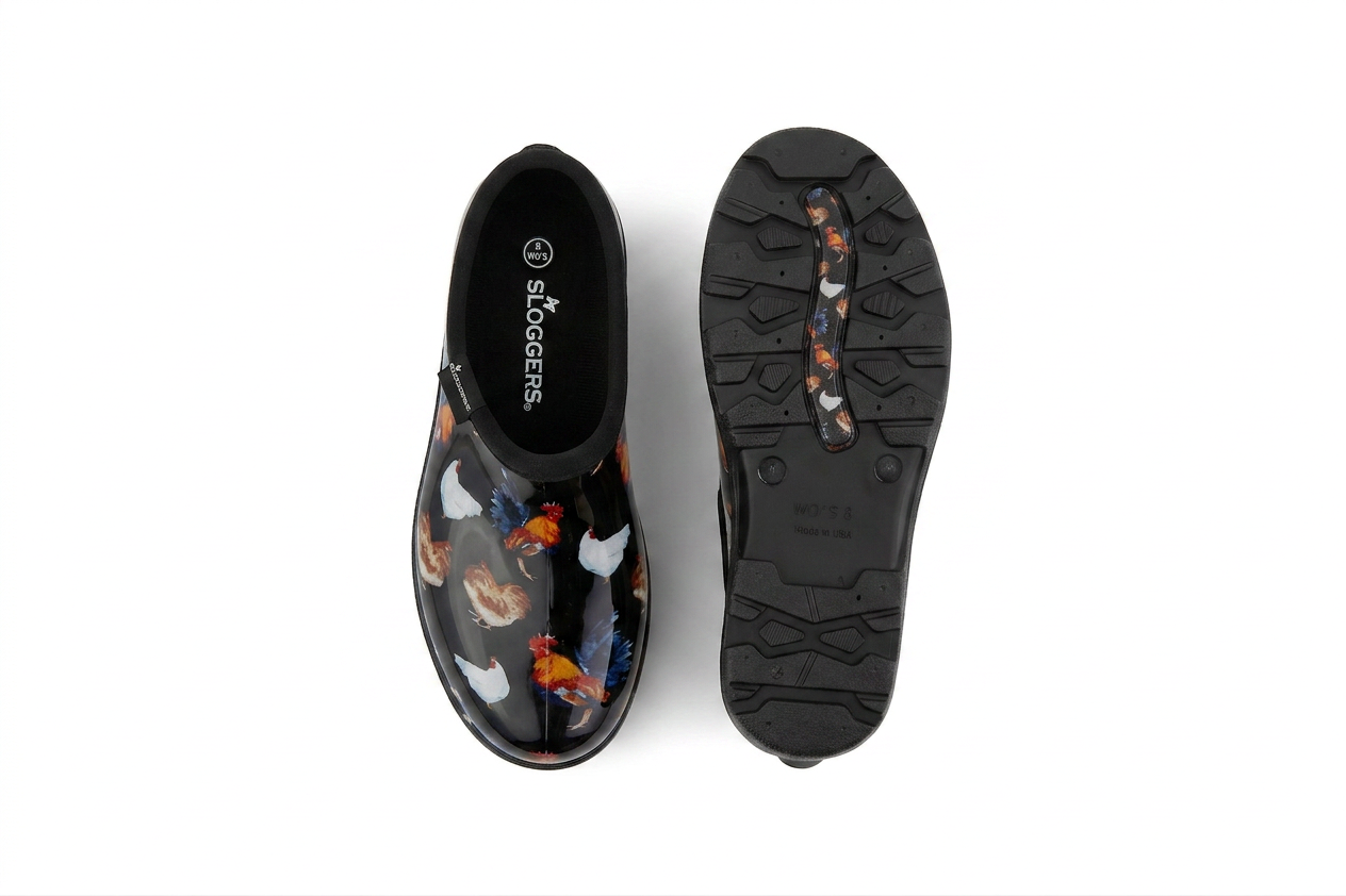 Sloggers Women's Original Garden Shoe in Classic Chicken Black