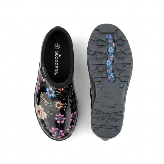 Sloggers Women's Original Garden Shoe in Ditsy Spring Black