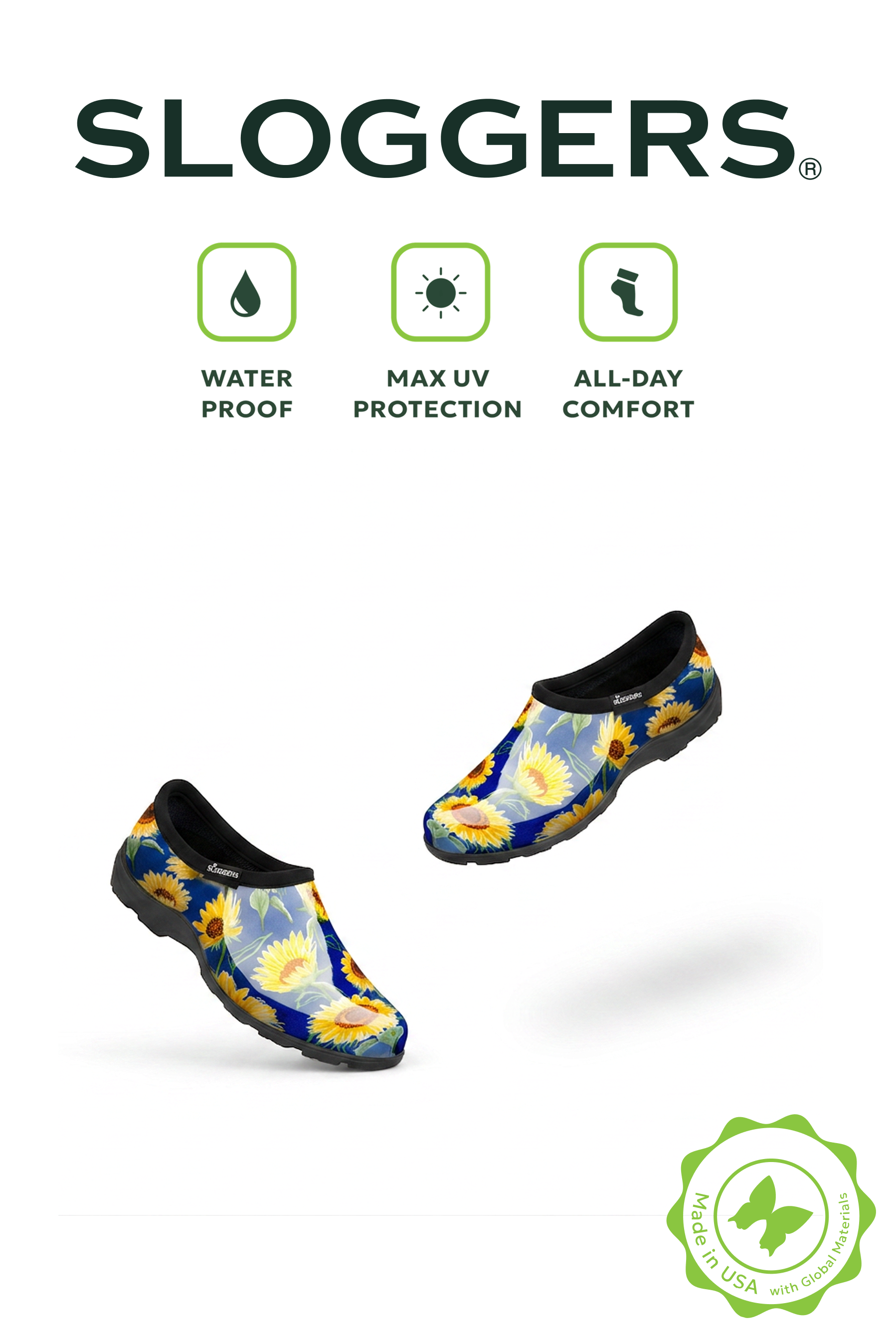 Sloggers Women's Original Garden Shoe in Sunflower Blue