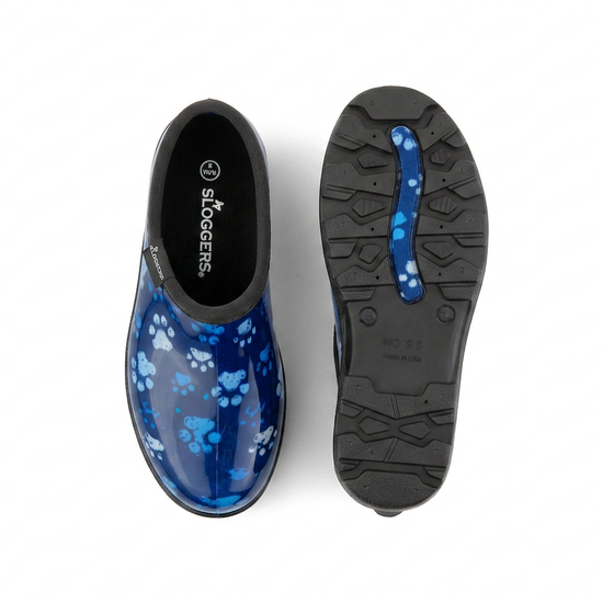 Sloggers Women's Original Garden Shoe in Grungy Paw Blue