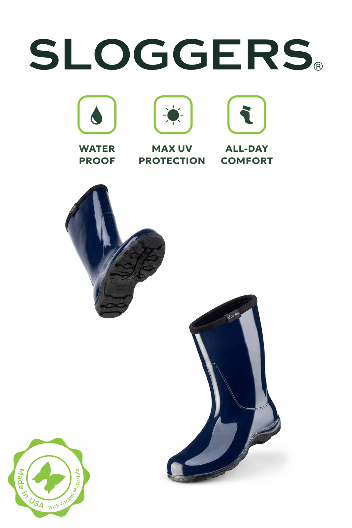 Sloggers Women's Mid-Calf 10" Boot in Navy Blue